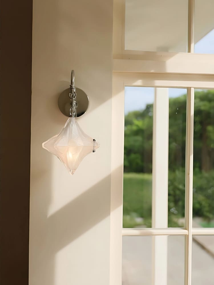 Art Deco Star Wall Sconce - Frosted Glass Light for Hallway - Astris Selene | Esilora