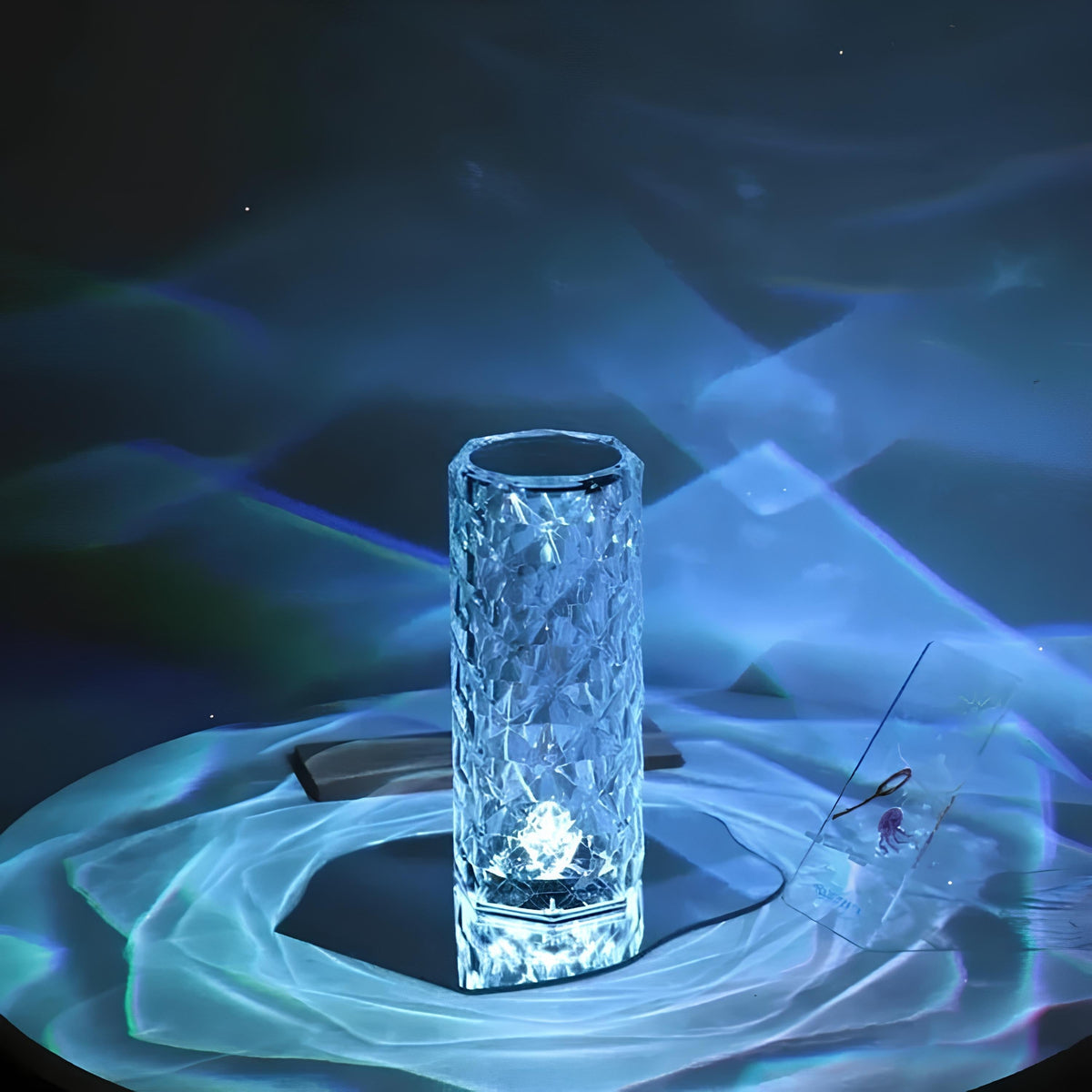 Acrylic Crystal Table Lamp — Sixteen Color Modes, Cordless Design, USB-C Rechargeable