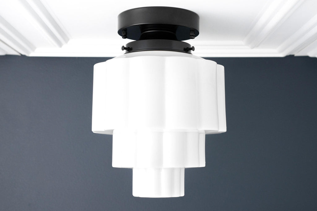 Lámpara de techo de vidrio multicapa Geotower - Lámpara art déco para dormitorio | Esilora