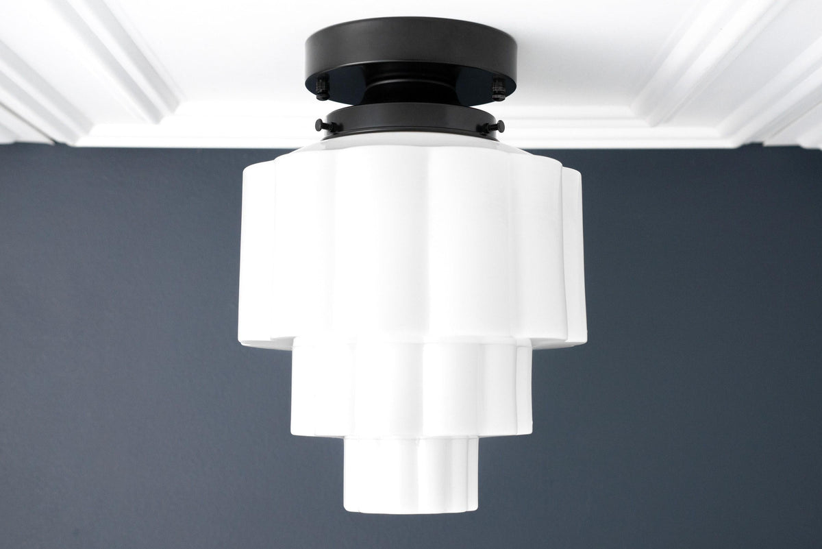 Lámpara de techo de vidrio multicapa Geotower - Lámpara art déco para dormitorio | Esilora