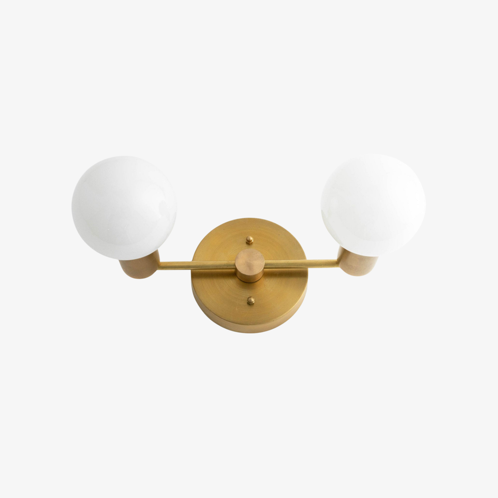 Glorica Glass Minimalist Metal Arm Globe Wall Sconce – Mid-Century Vanity Lighting for Mirror & Hallway | Esilora