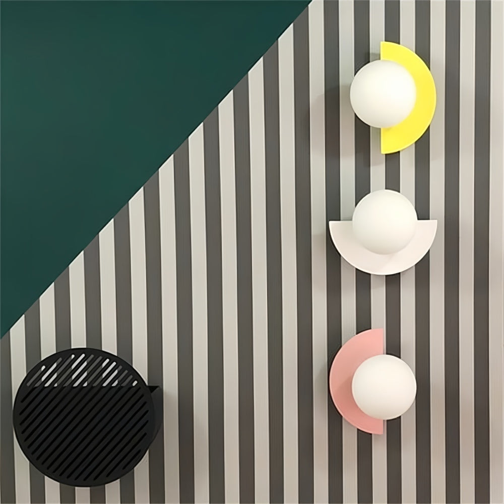 Nordic Macaron Glass Orb Wall Light Colorful Metal Modern Decor | Esilora