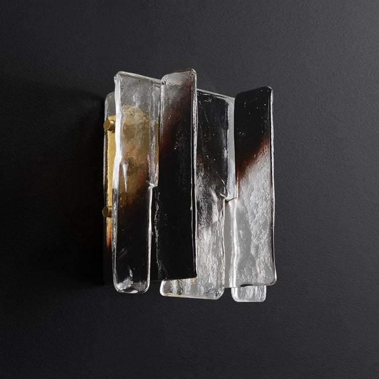Modern Luxury Rectangle Copper Glass 1-Light Wall Sconce Lamp For Living Room | Esilora
