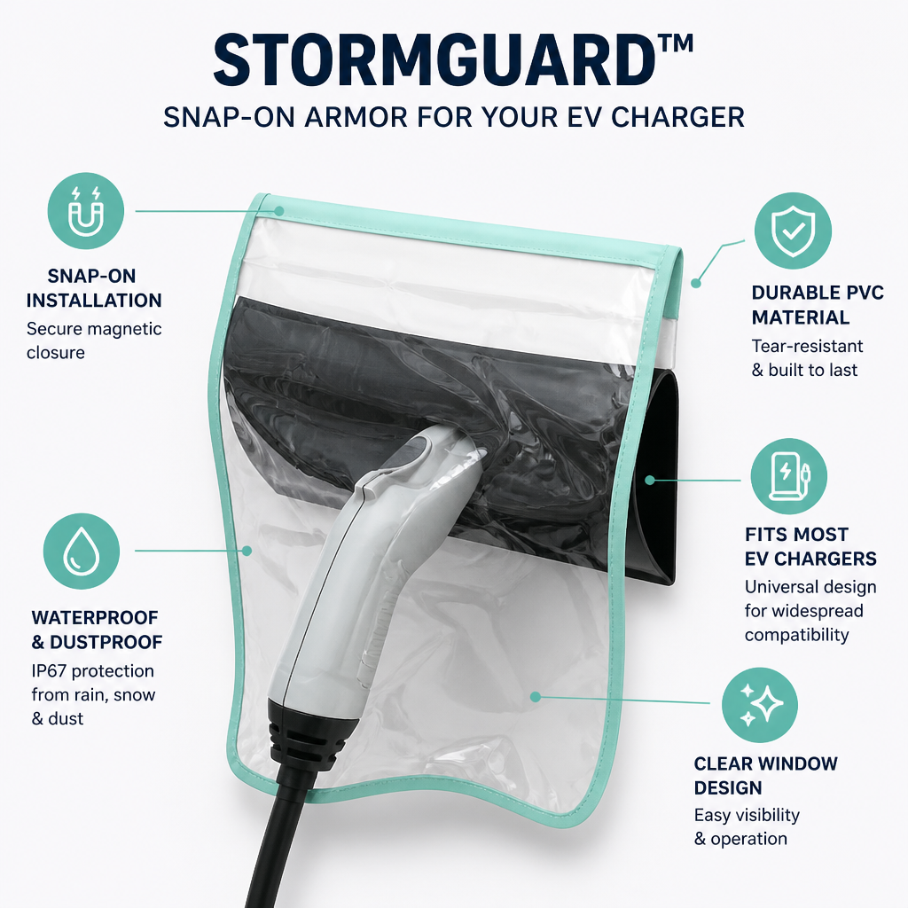 StormGuard — nakładana osłona, która chroni ładowarkę EV przed deszczem i słońcem - Esilora