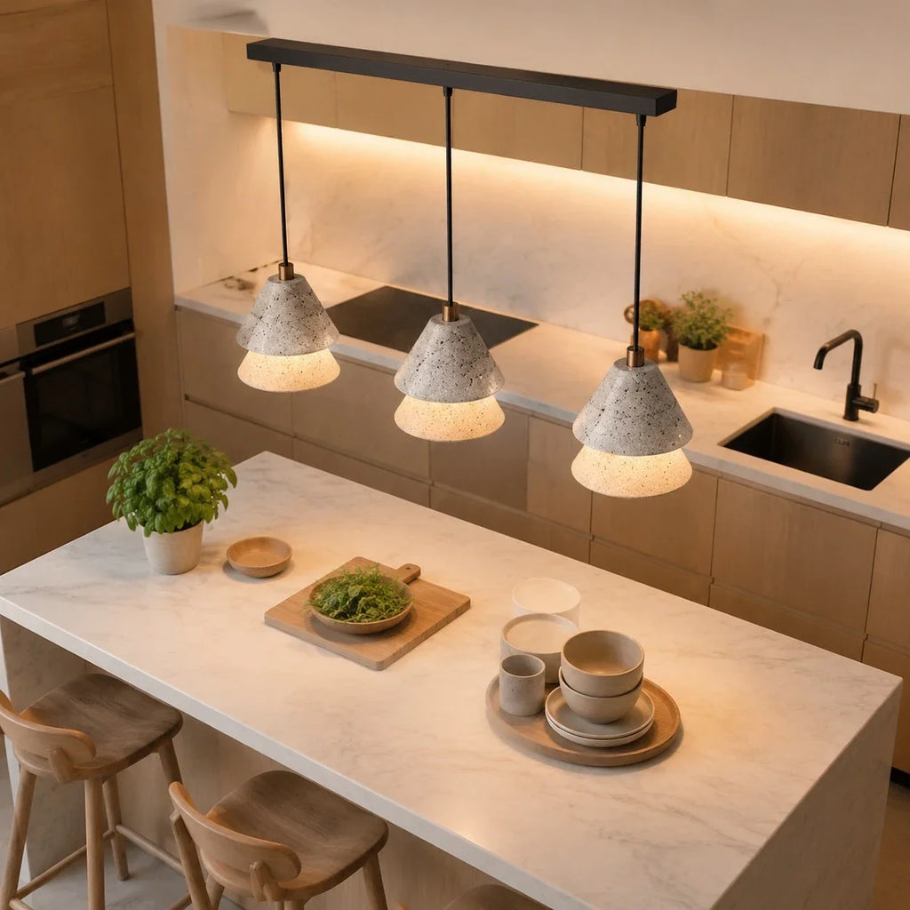 Grey Stone Pendant Light with Paper Diffuser | Esilora