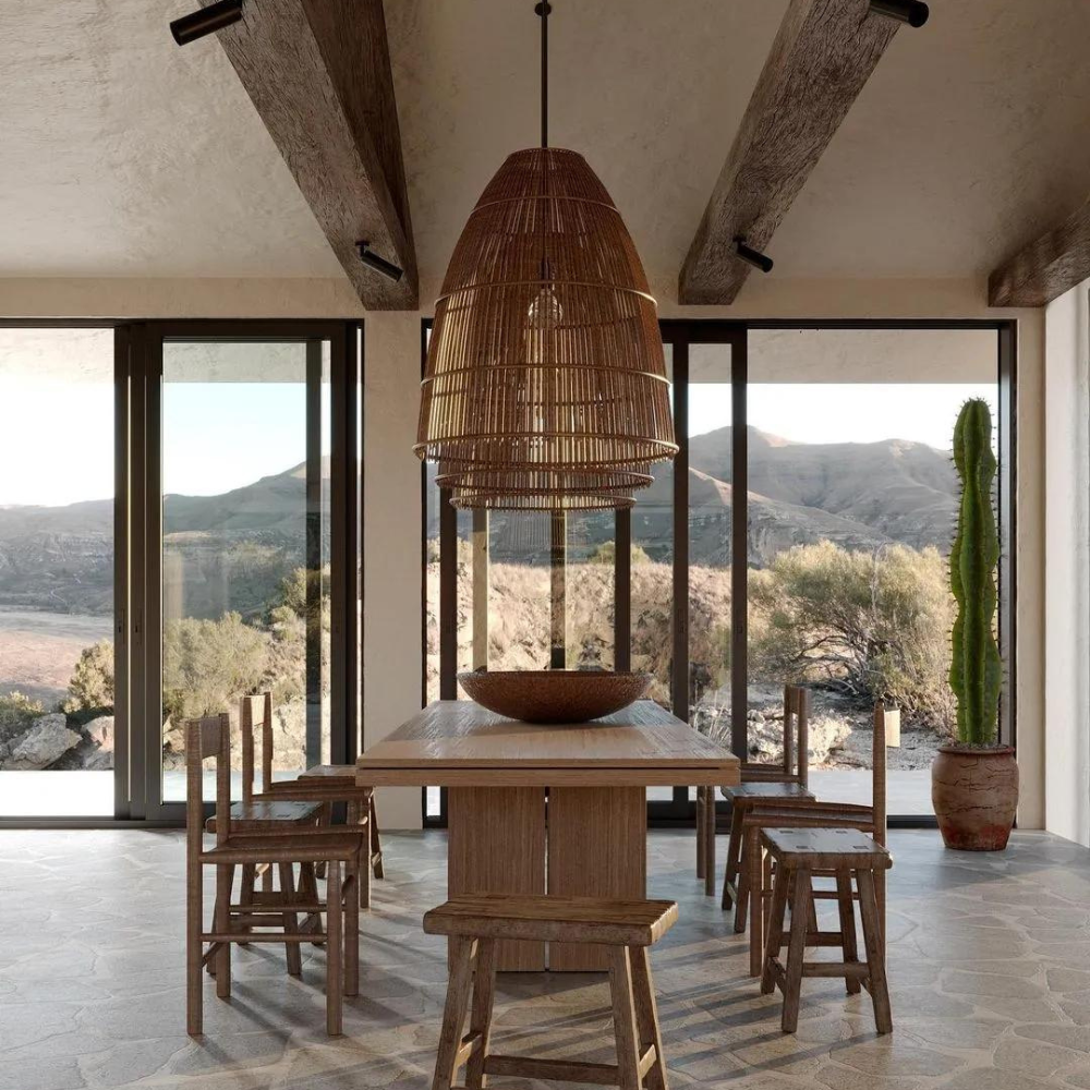 Runa Boho Rattan Pendant Light | Esilora