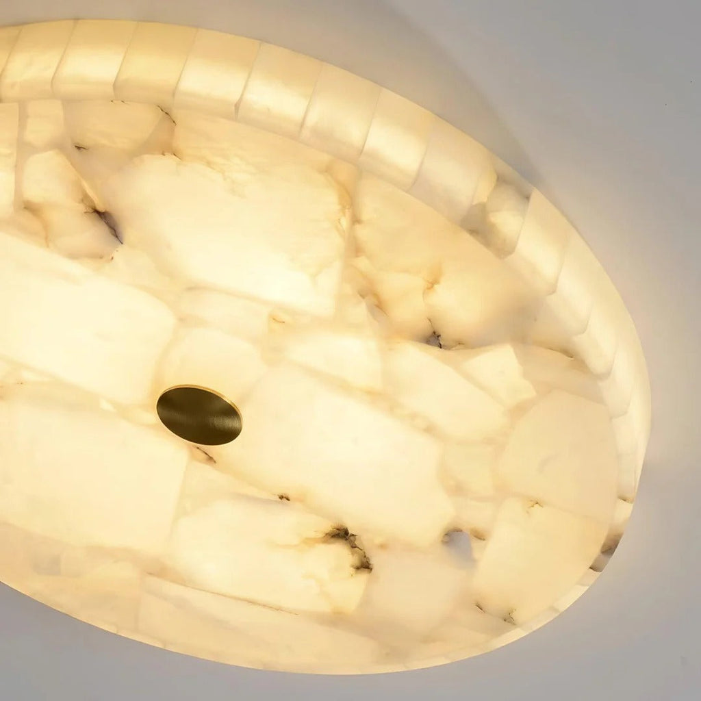 AlbaSphere Modern Round Ultra Thin Ceiling Lamp - Alabaster Contemporary Home Lighting | Esilora