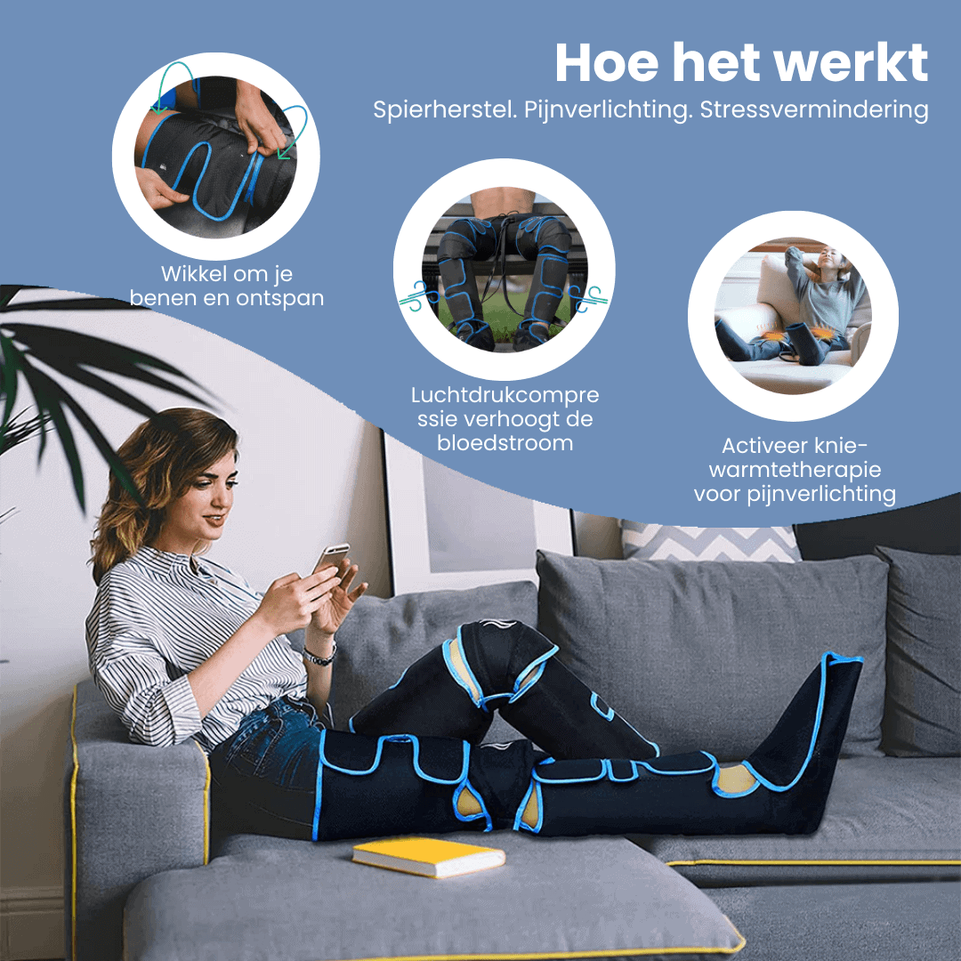 Airestro 360° benmassager — Lufttryk, varme og restitution