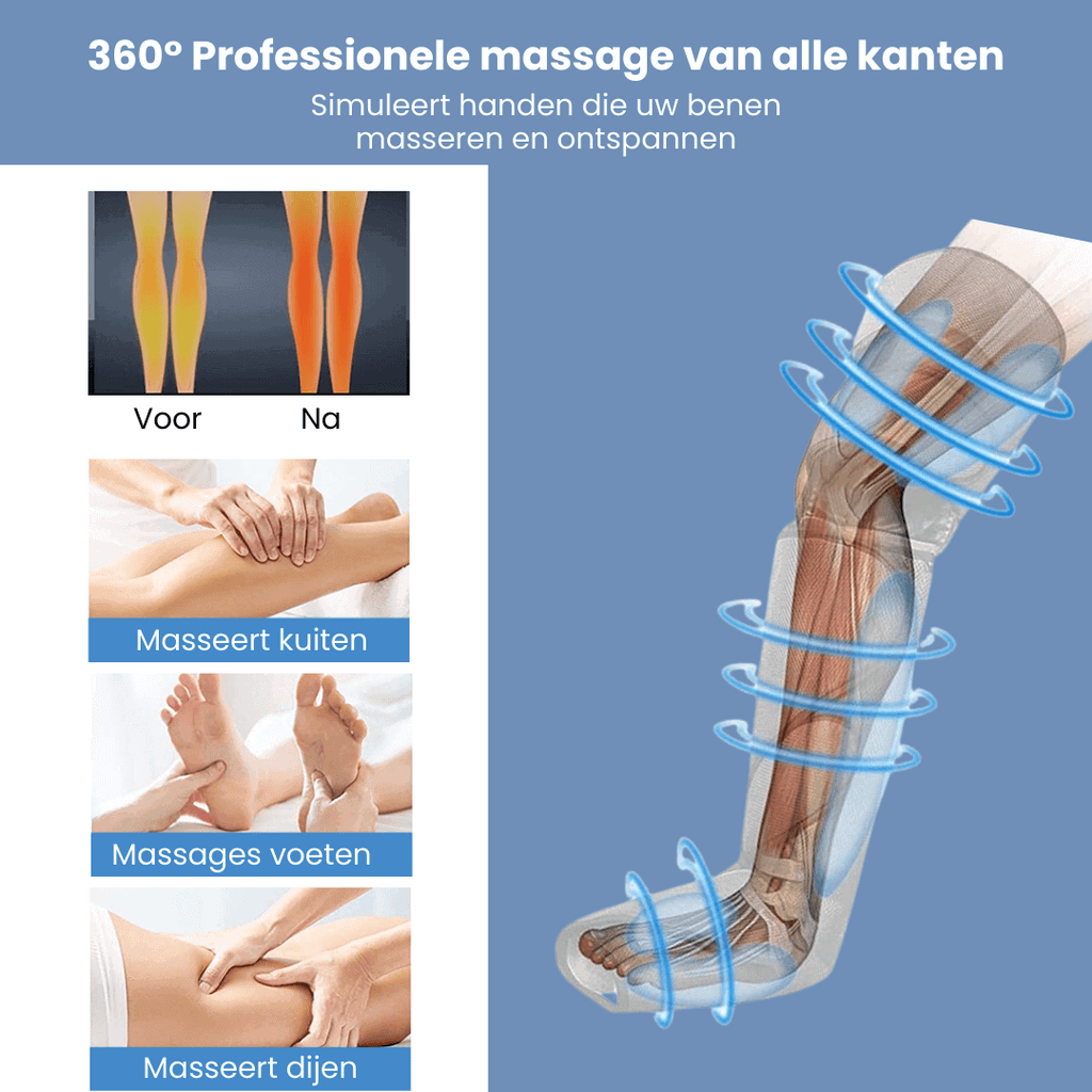 Airestro 360° benmassager — Lufttryk, varme og restitution