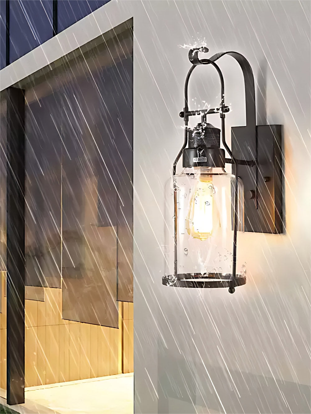 Industrial Wall Sconce – American Vintage Outdoor Iron Light with Glass Shade | Esilora