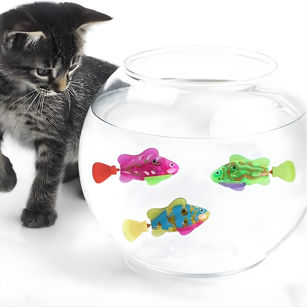 AquaGlow Set di giochi da bagno luminosi per gatti — Pesci LED