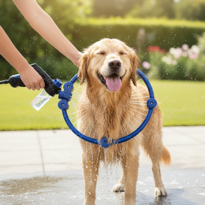 AquaHalo 360° Dog Washer Ring — Adjustable Full-Body Spray System