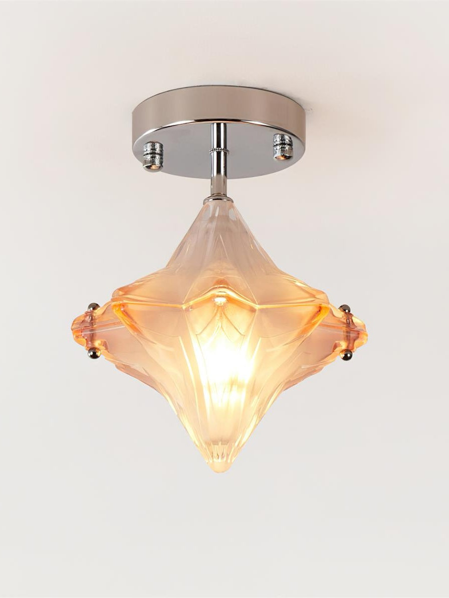 Art Deco Star Ceiling Lamp – Frosted Glass Fixture for Hallway & Entryway – Astris Ceres | Esilora