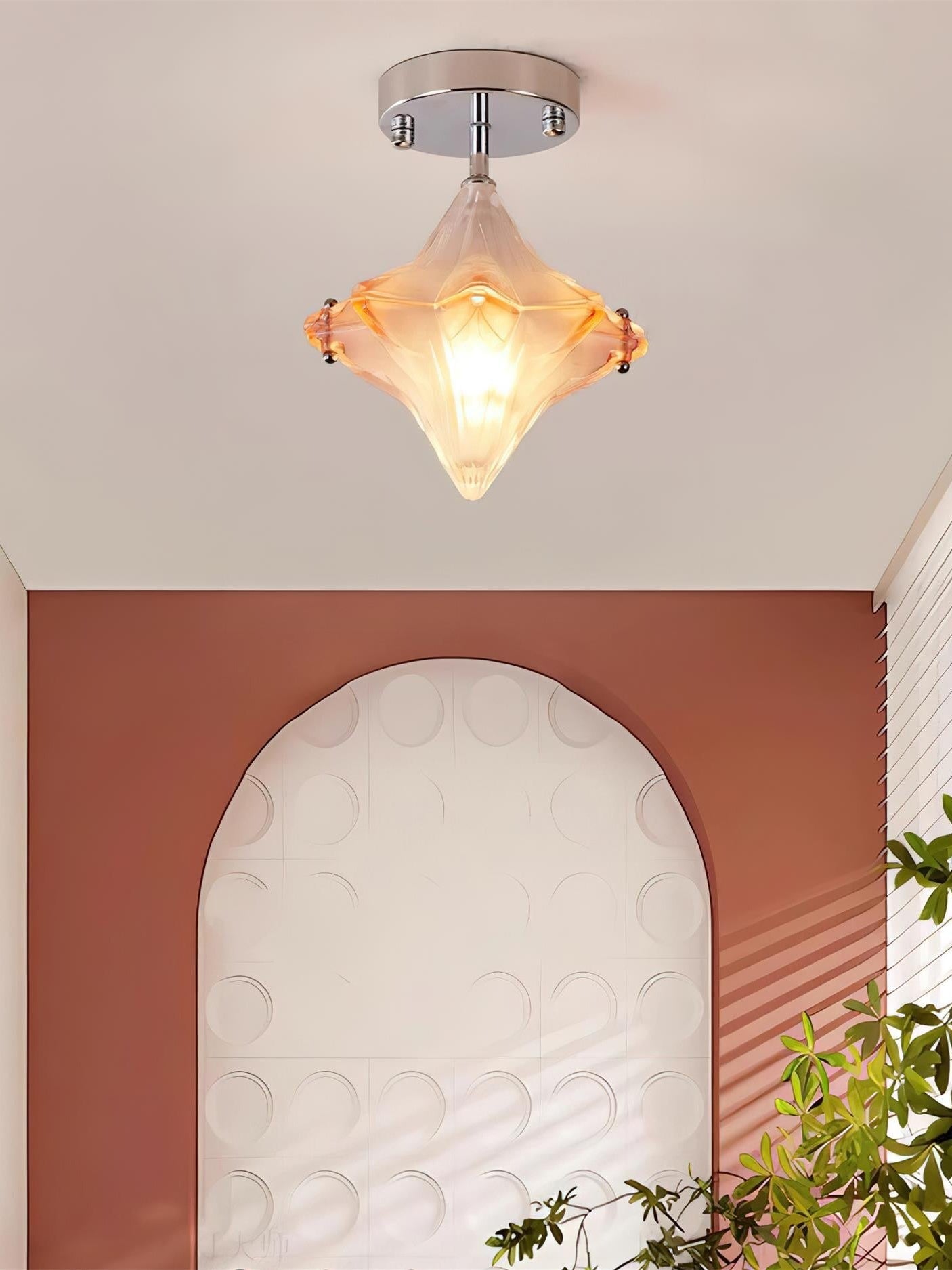 Art Deco Star Ceiling Lamp – Frosted Glass Fixture for Hallway & Entryway – Astris Ceres | Esilora