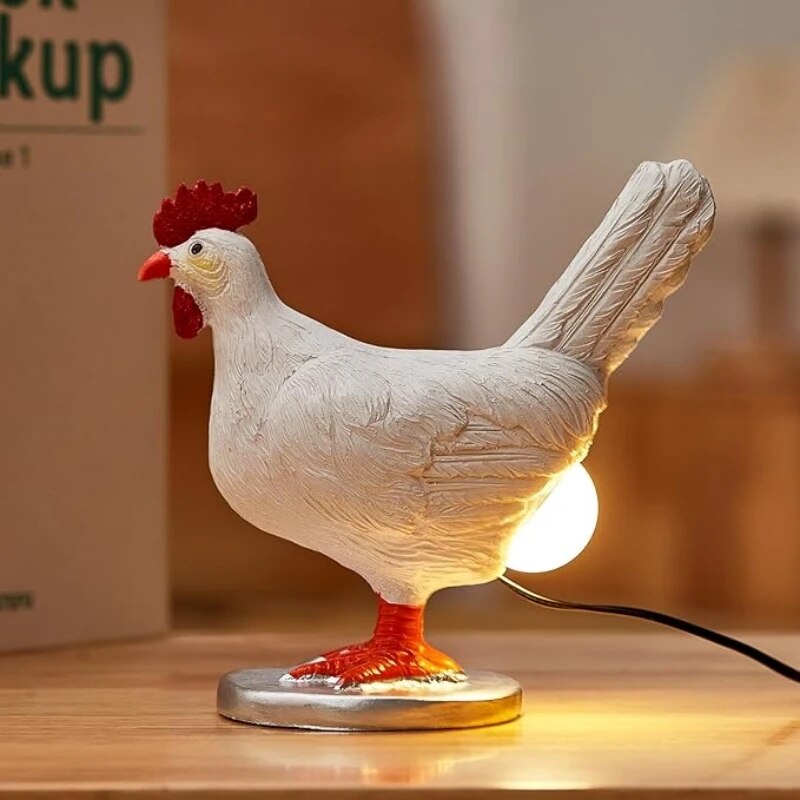 LED Chicken Figurine Table Lamp — Night Light Accent