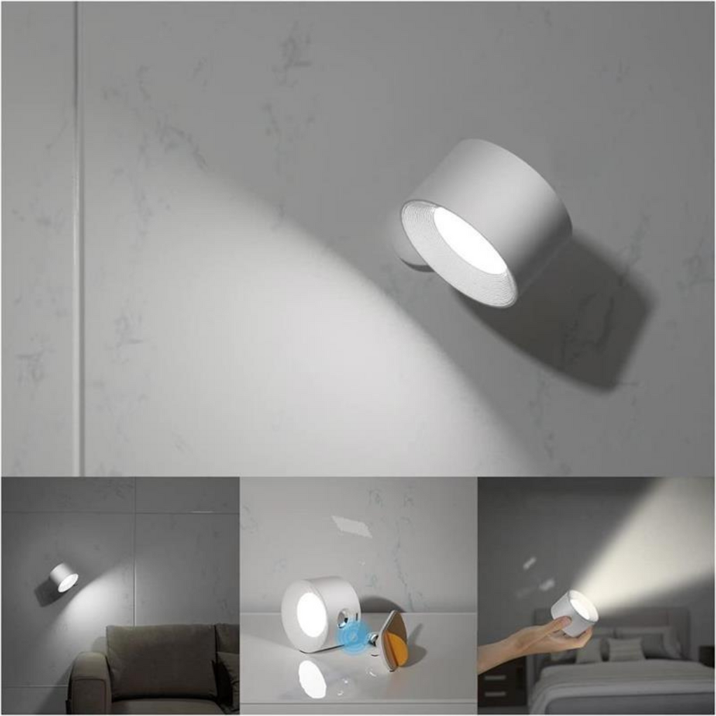 Lampada da parete LED AuraGlow wireless, ricaricabile e a 360° con sensore di movimento