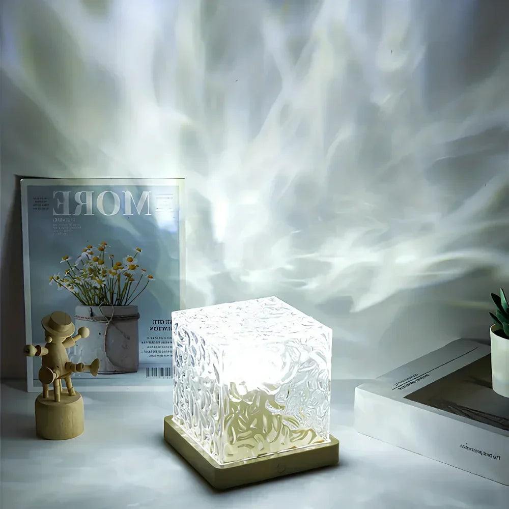 Glass Cube LED Table Lamp — Modern Mood Lighting