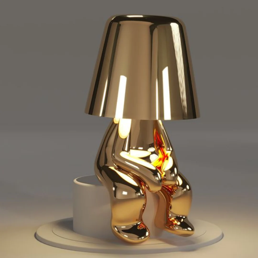 Modern Gold LED Table Lamp — Wireless Figurine, 18x9.6cm, 3W