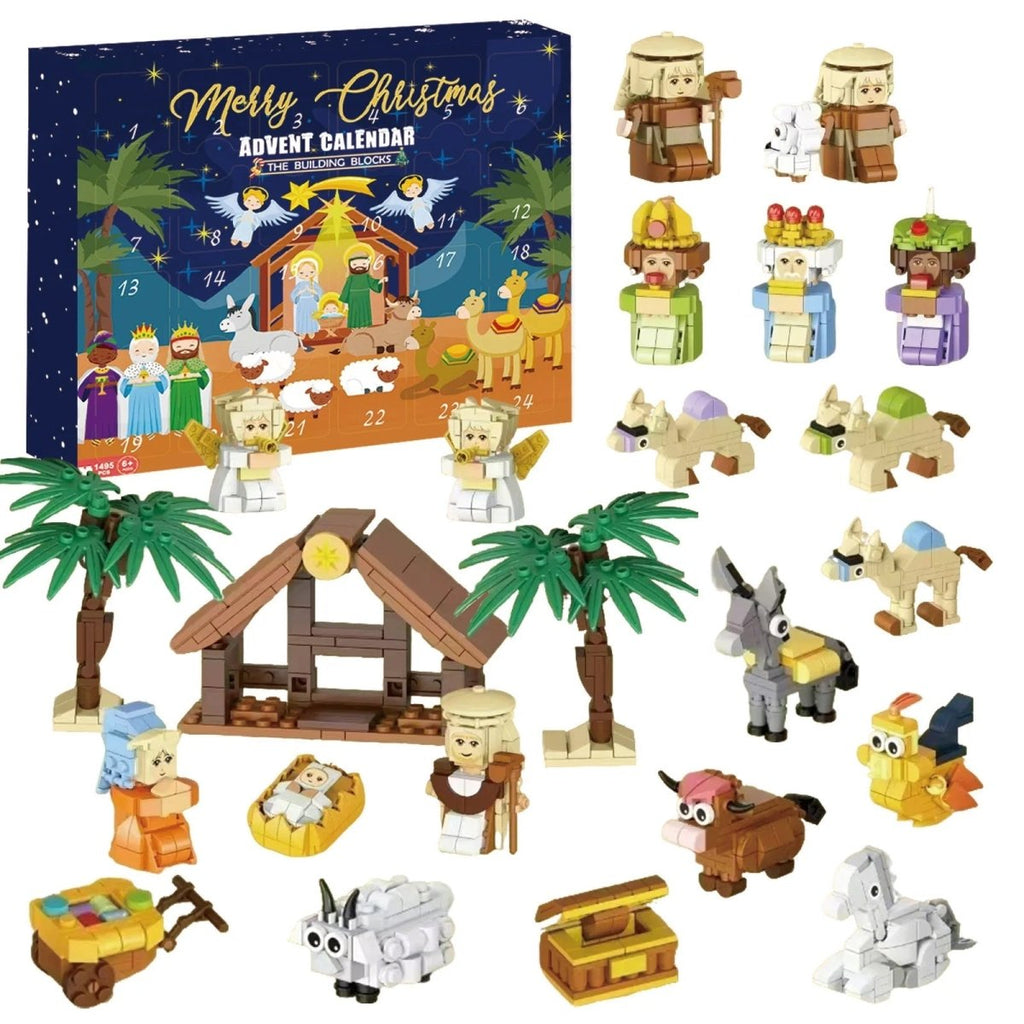 Gemütlicher kreativer DIY-Adventskalender von CosyCraft mit Krippenmotiv und 24 Bausteinen für Familien
