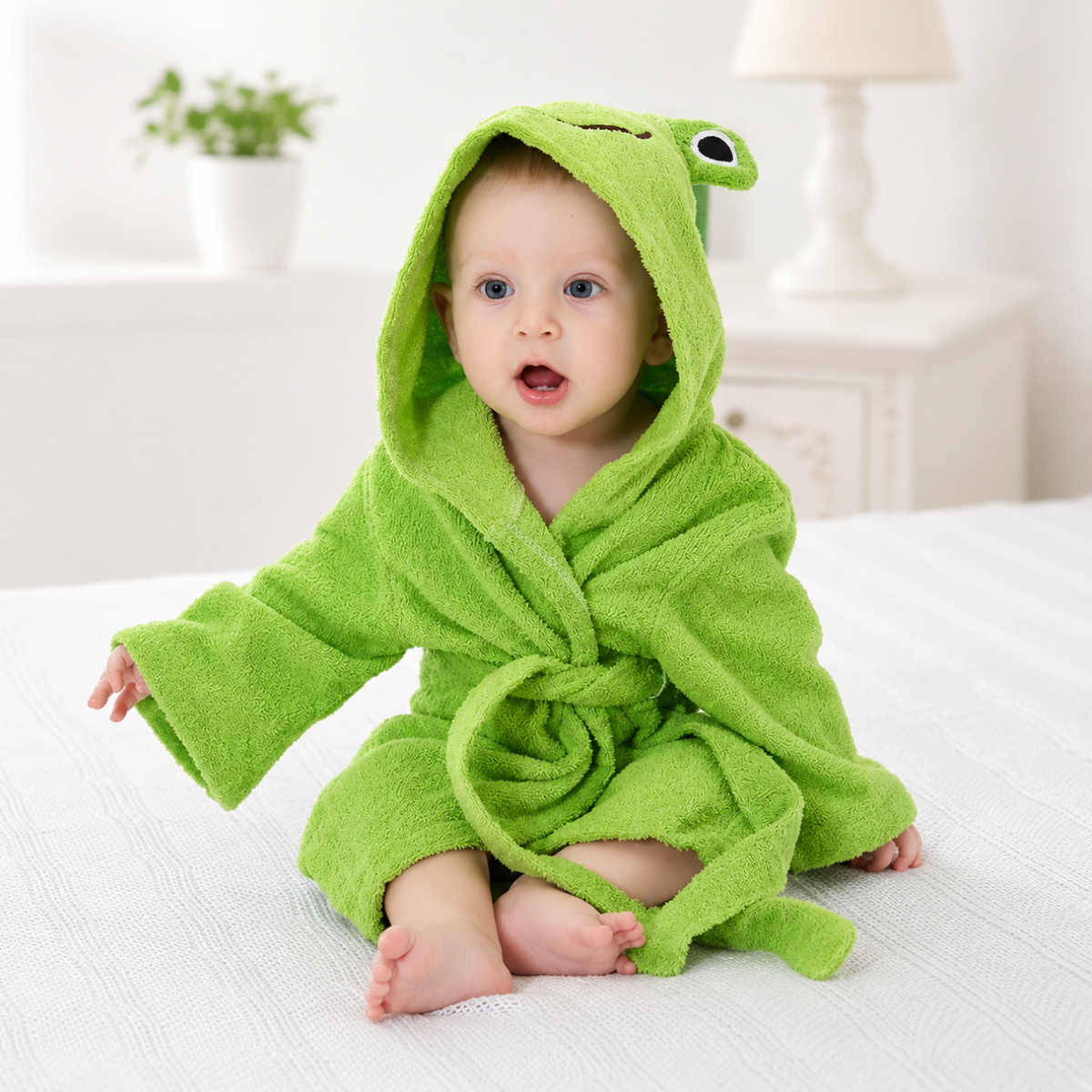 Poncho da bagno con cappuccio per neonati - Mantellina assorbente con orecchie da animaletto