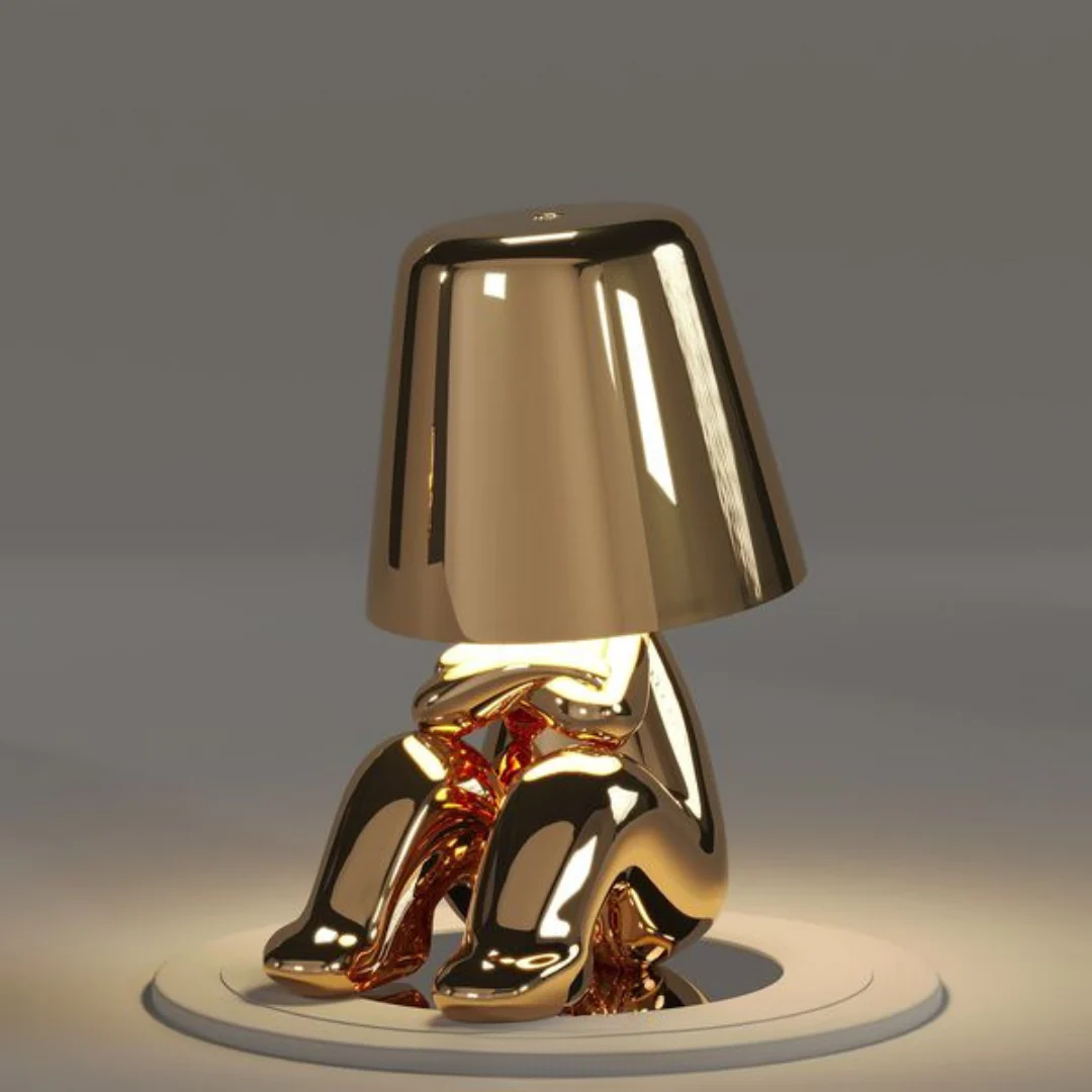 Modern Gold LED Table Lamp — Wireless Figurine, 18x9.6cm, 3W