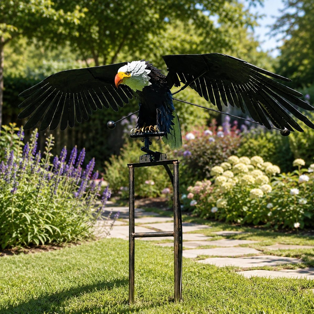 Kinetic Metal Bird Sculpture — Weather-Resistant Garden Art