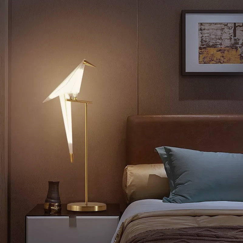140CM høj bordlampe med fugledesign, metal og plast