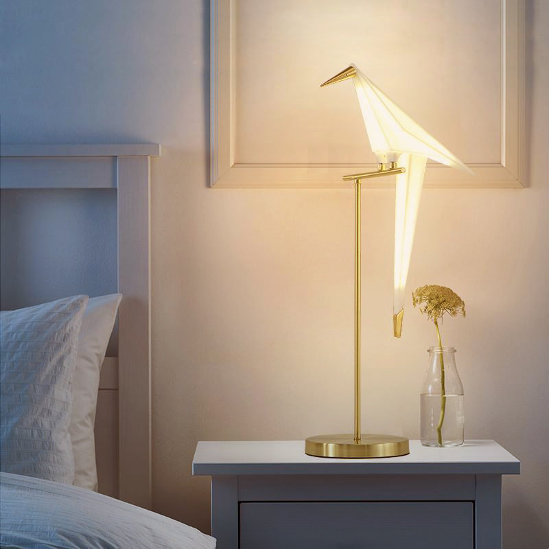 140CM høj bordlampe med fugledesign, metal og plast