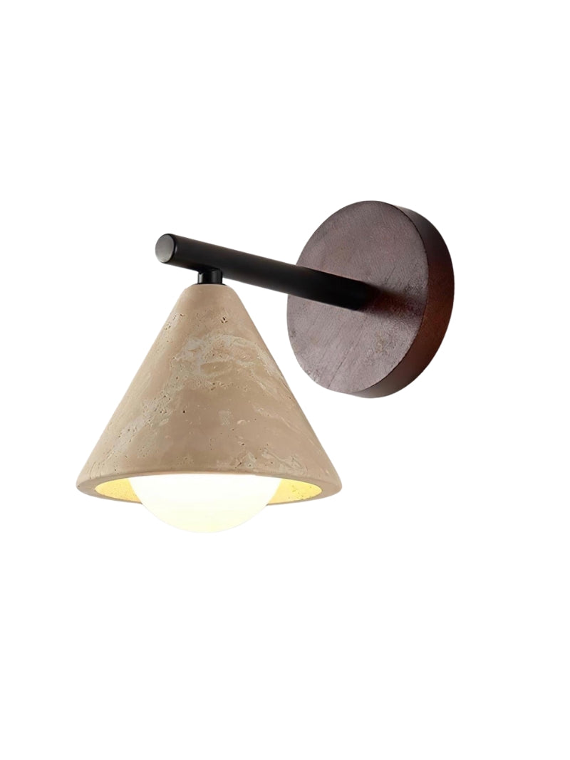 Wabi-Sabi Stil Travertin-Kegel-Schirm-Wandleuchte | Esilora