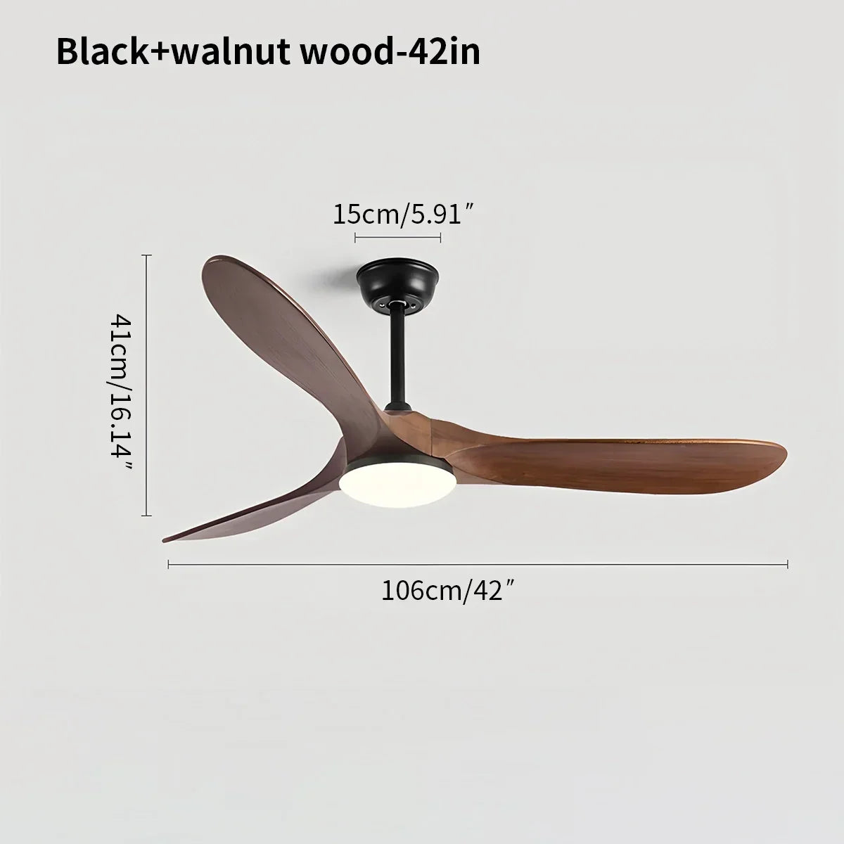 Nordic Solid Wood Ceiling Fan with Light - Orntli