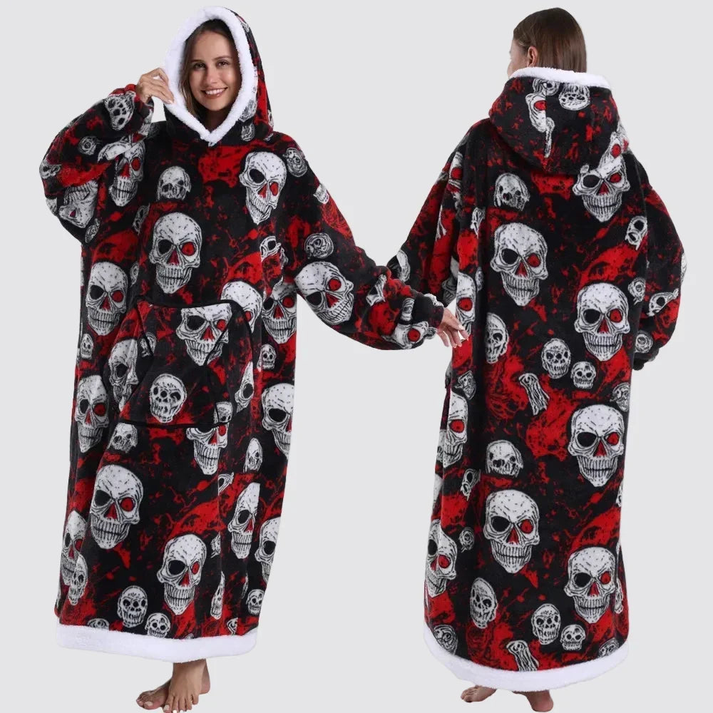 Chaqueta tipo sudadera manta extragrande — diseño portátil y unisex