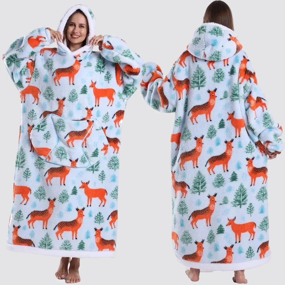 Chaqueta tipo sudadera manta extragrande — diseño portátil y unisex