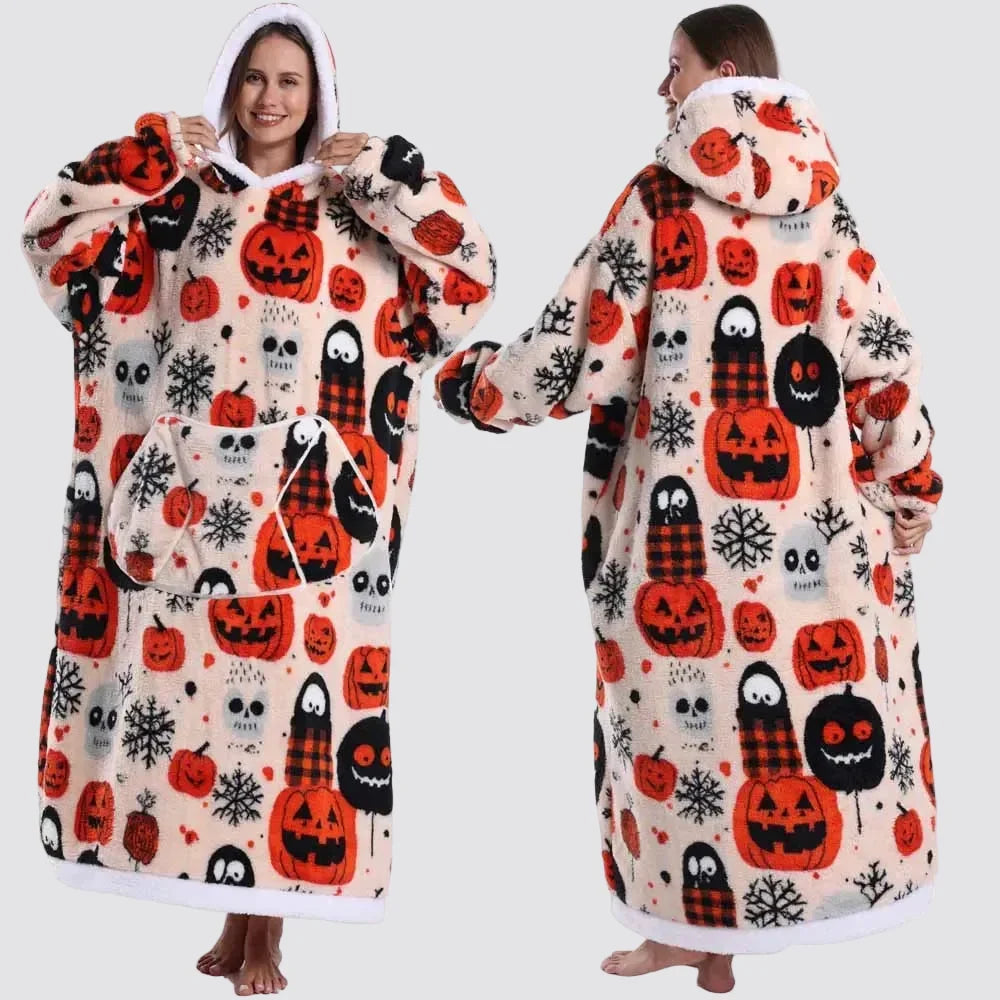 Chaqueta tipo sudadera manta extragrande — diseño portátil y unisex