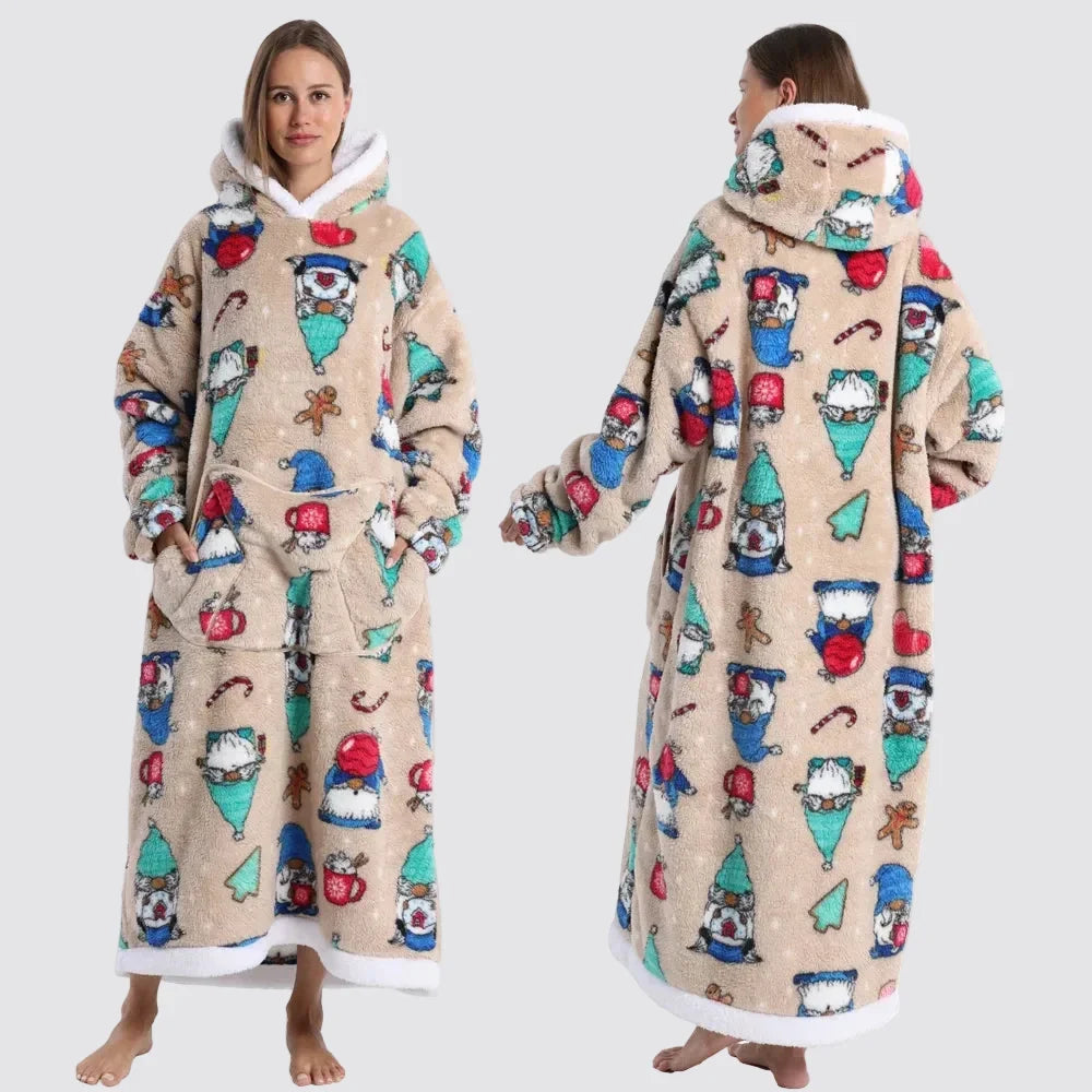 Chaqueta tipo sudadera manta extragrande — diseño portátil y unisex