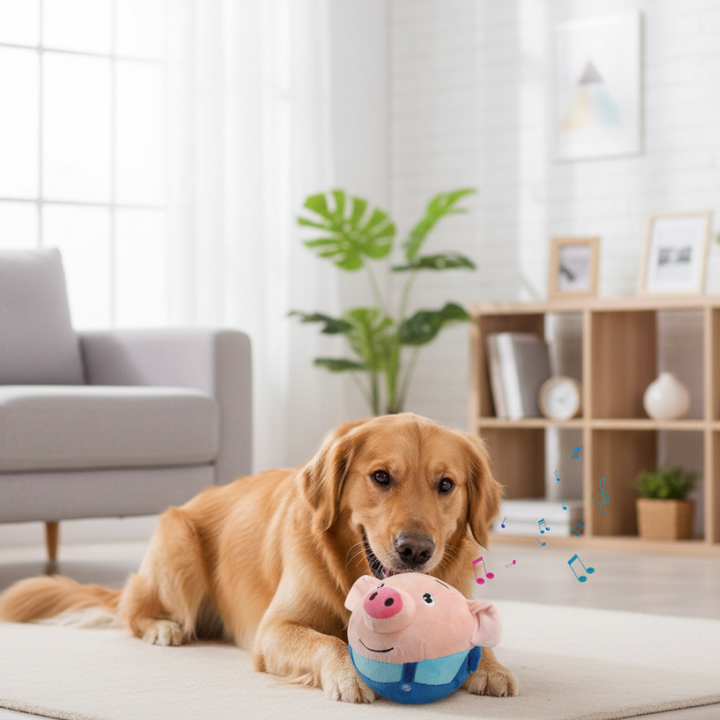 Giocattolo di peluche per cani BounceBuddy con movimento — gioco con movimento reattivo