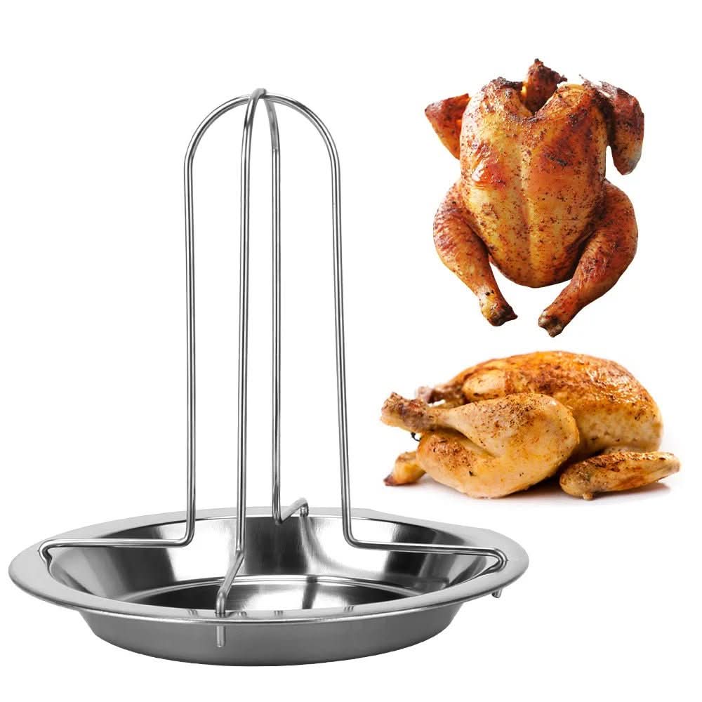 CrispCraft Nonstick Carbon Steel Chicken Roaster For Outdoor Barbecues Easy Cleanup