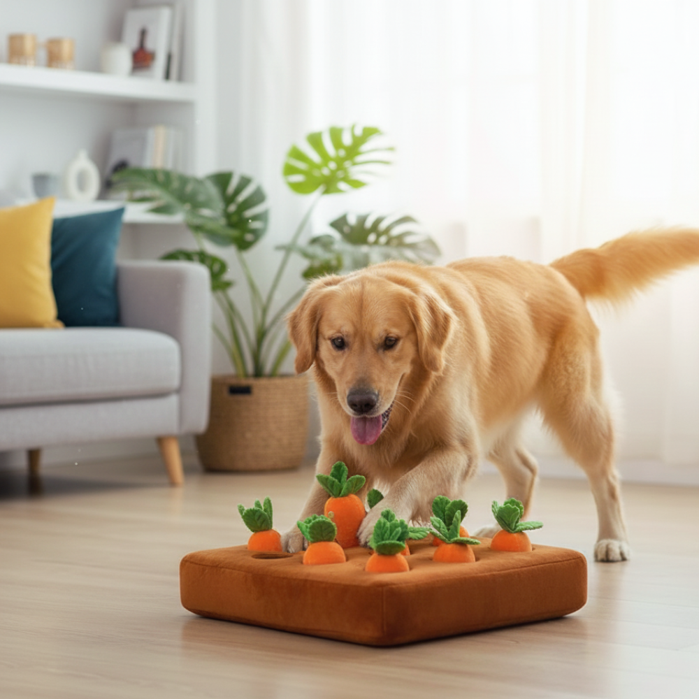 CarrotGarden Interactive Dog Snuffle Toy — Treat-Hiding Pockets