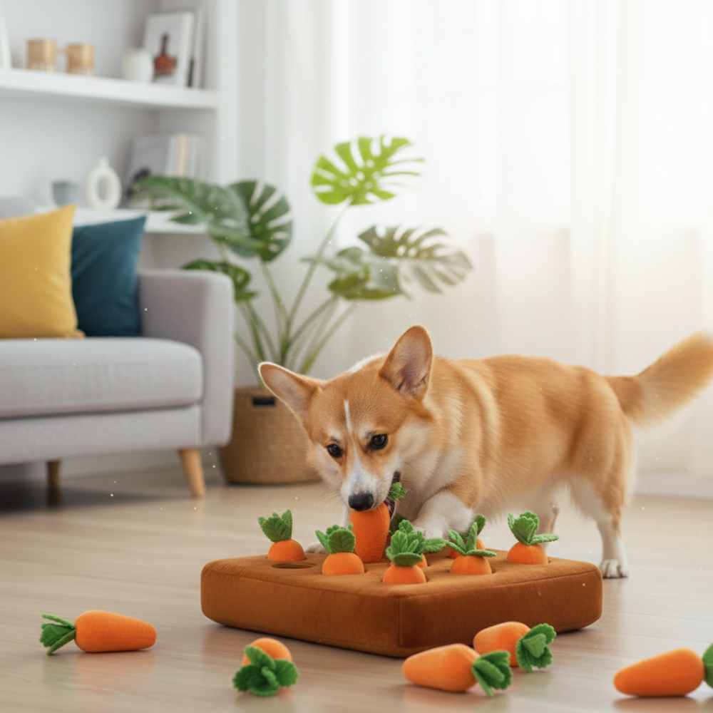 CarrotGarden Interactive Dog Snuffle Toy — Treat-Hiding Pockets