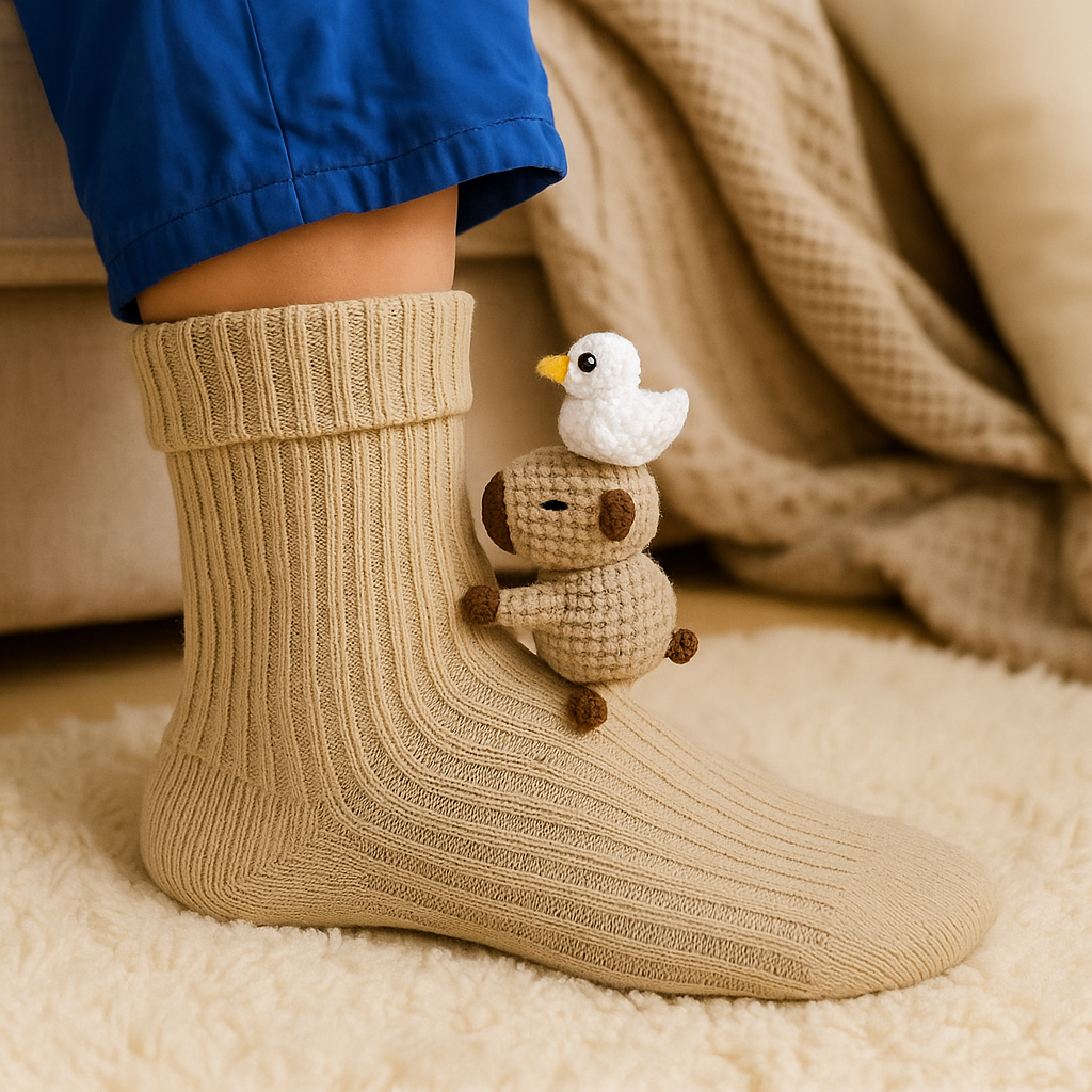 Unisex Plush Winter Socks — Non-Slip Traction Grip