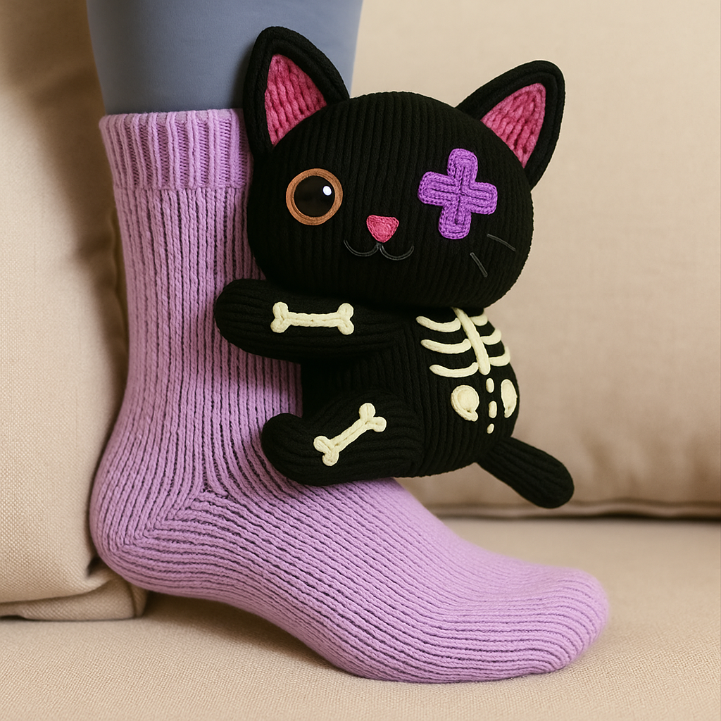 Unisex-varme hussokker i mikrofiber — Bløde, skridsikre, med 3D-dyremotiv