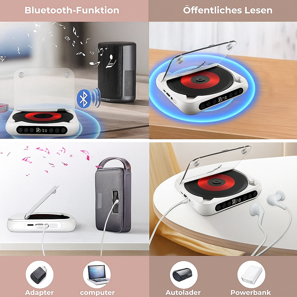 Bærbar CD-afspiller med Bluetooth – Sound Wonder Go - Esilora