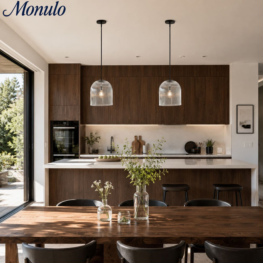 Bravira Ribbed Glass Pendant Light – Brass And Glass Pendant Light With Farmhouse Pendant Light Flair | Esilora