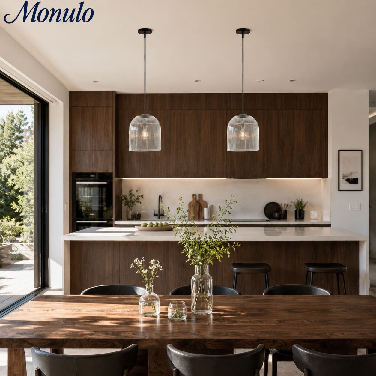 Bravira Ribbed Glass Pendant Light – Brass And Glass Pendant Light With Farmhouse Pendant Light Flair | Esilora