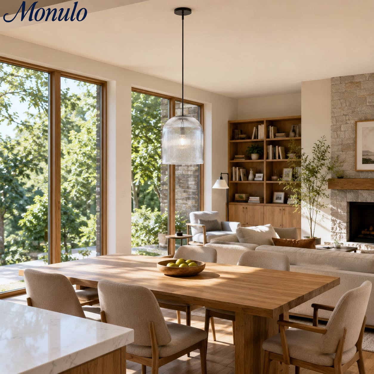 Bravira Ribbed Glass Pendant Light – Brass And Glass Pendant Light With Farmhouse Pendant Light Flair | Esilora
