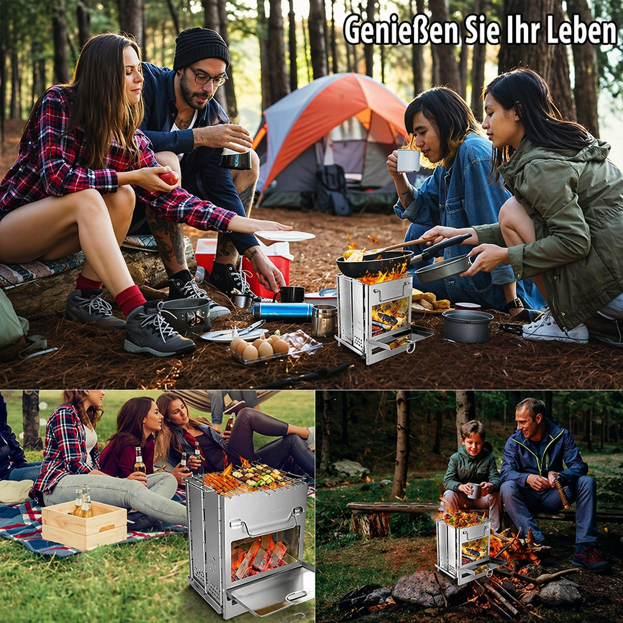 Portable Folding BBQ Grill for Camping - Esilora
