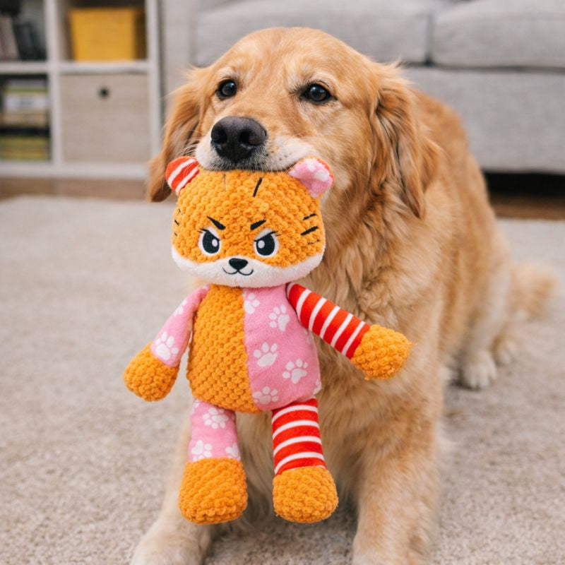 PlushForge Pískací hračka pro psy - nezničitelná plyšová žvýkací hračka
