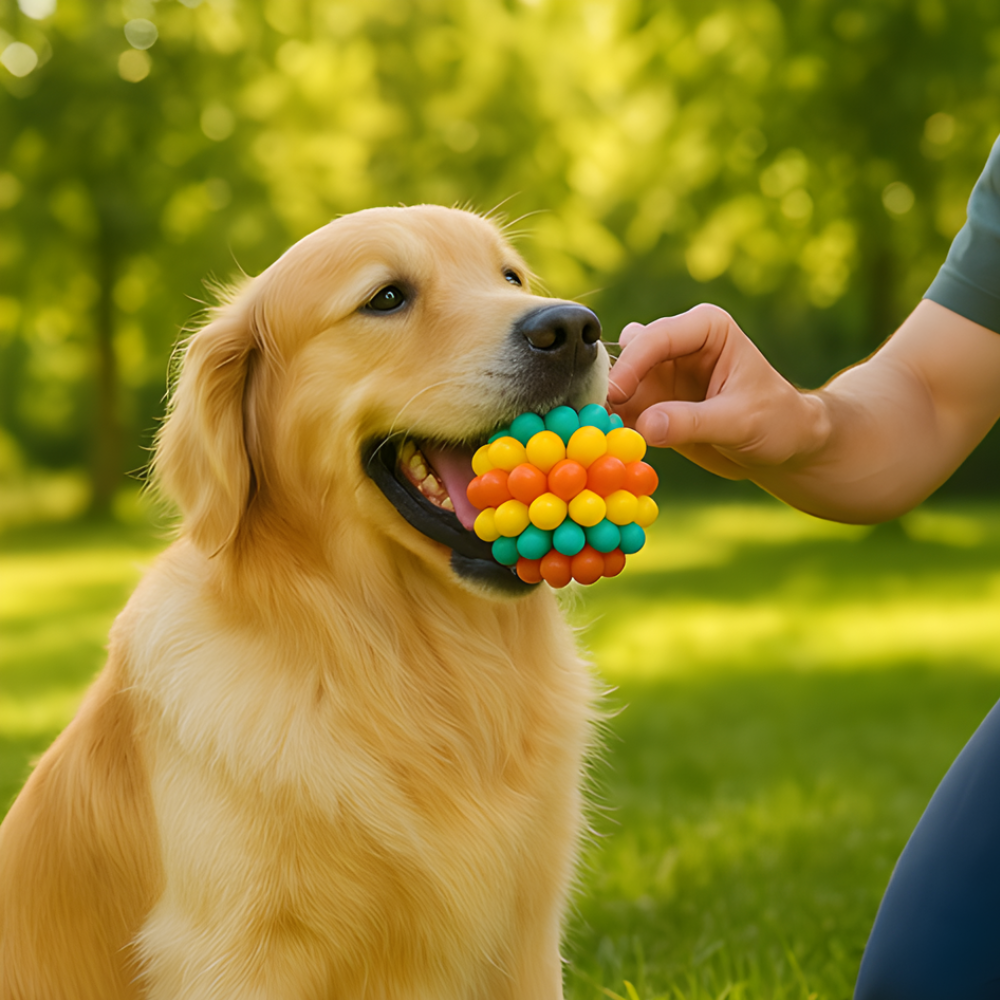 ChewBloom Textured Rubber Dog Ball — Interactive Chew Toy