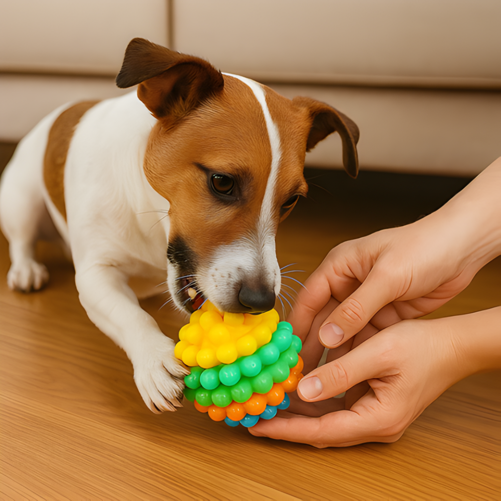 ChewBloom Textured Rubber Dog Ball — Interactive Chew Toy