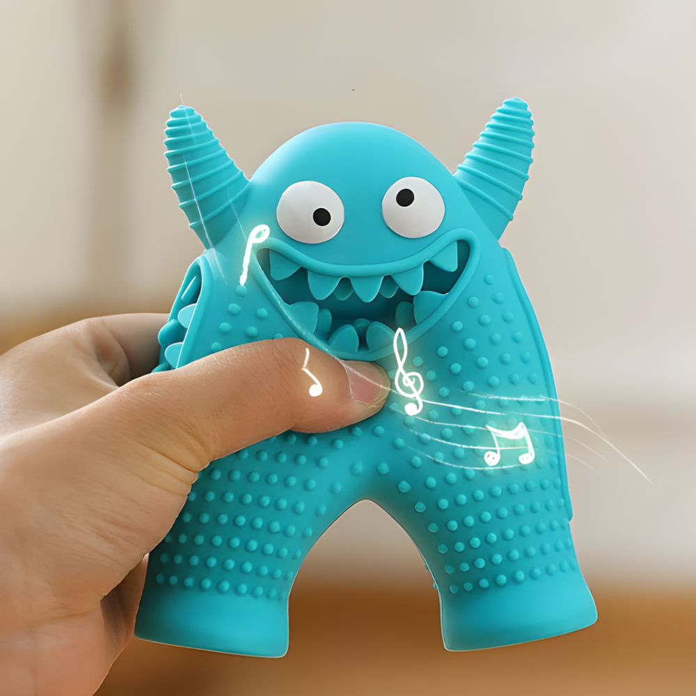 Juguetes mordedores duraderos con forma de monstruo para perros ChewTitan, paquete de 2