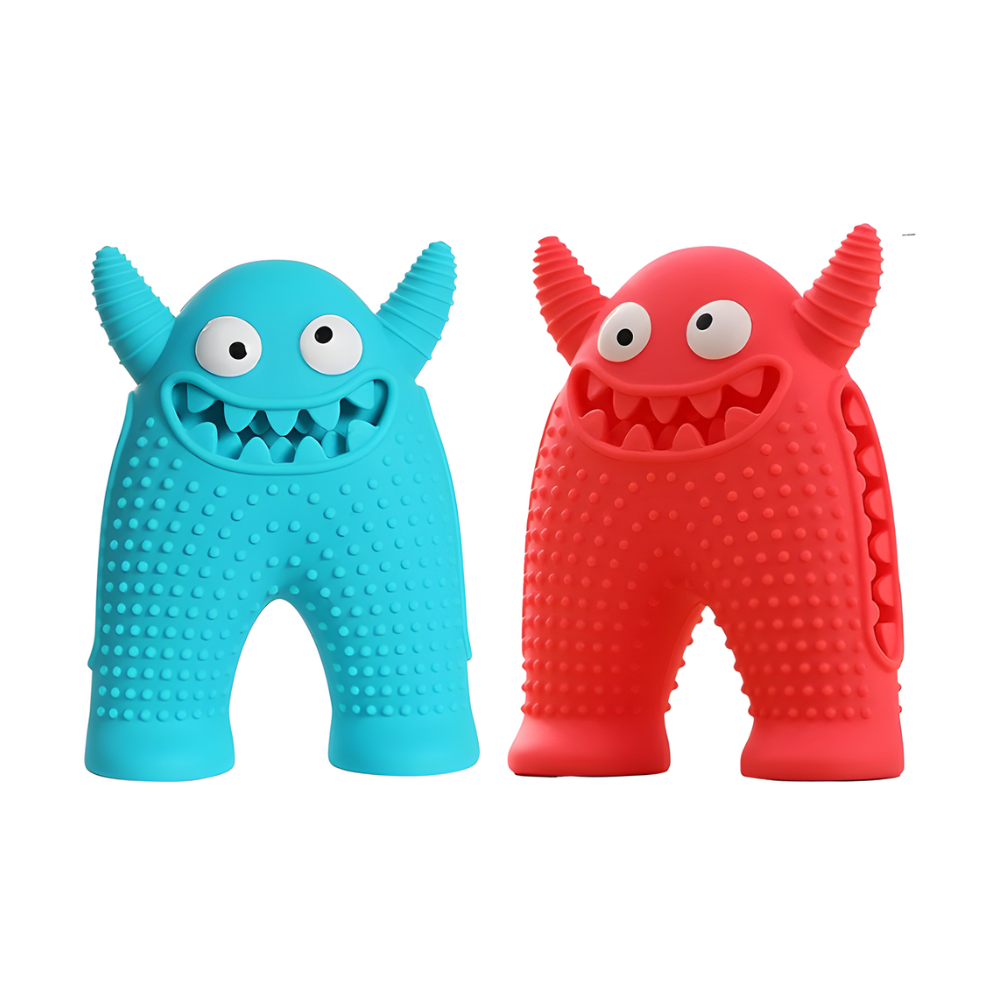 Juguetes mordedores duraderos con forma de monstruo para perros ChewTitan, paquete de 2